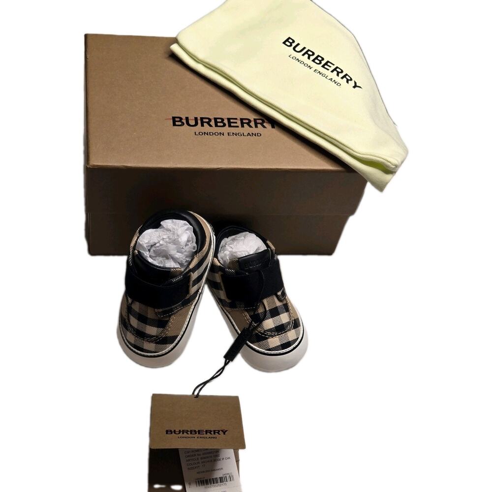 Burberry Vintage Check Cotton Newborn Bootie/Sneaker NWT Sizes EUR 17 / US 1.5/2 - Picture 2 of 11
